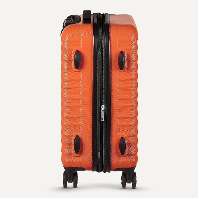 Amazon Basics 3-Piece Hardshell Spinner Luggage Set (21", 26", 30"), Expandable, Scratch-Resistant Surface, Four Multi-directional Wheels, Orange