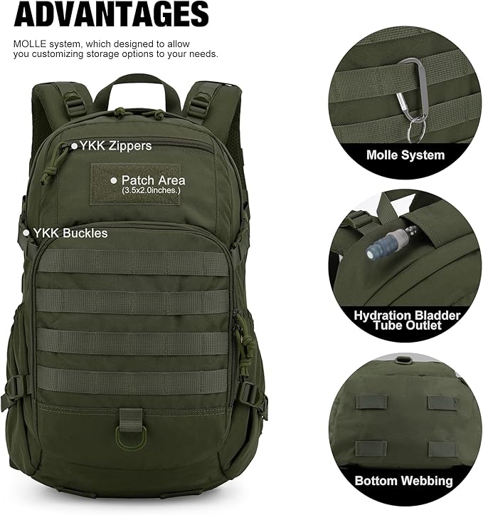 Mardingtop Small Tactical Backpack,Molle Hiking Backpack for Backpacking,Cycling and Biking,25L Backpack