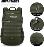 Mardingtop Small Tactical Backpack,Molle Hiking Backpack for Backpacking,Cycling and Biking,25L Backpack