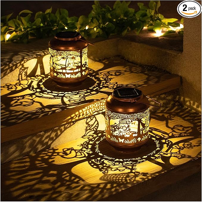 2 Pack Frog Solar Lanterns Outdoor Waterproof,Hanging Solar Lights Frog Gifts for Women Men Metal LED Decorative Light for Yard,Patio,Lawn,Tabletop,Pathway,Landscape,Garden Decor