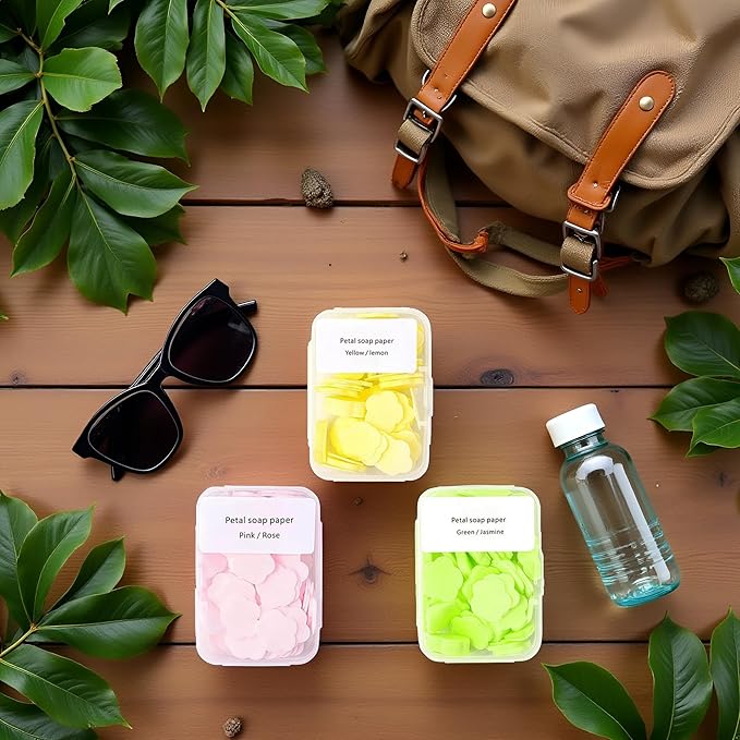 300pcs Portable Hand Washing Soap Sheets, Scented Mini Soap Sheets, Paper Soap for Travel,Disposable Soluble Soap for Outdoor Travel, Camping, Hiking
