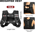 Weighted Vest, 6lbs/8lbs/12lbs/16lbs/20lbs/25lbs/30lbs Weights Vest for Women Men with Reflective Stripe for Workout, Strength Training, Running, Walking
