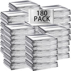 Macarrie 180 Pack Emergency Foil Thermal Blankets Silver Foil Survival Blanket Space Blanket Kit for Outdoors, Camping, Hiking, Homeless, First Aid