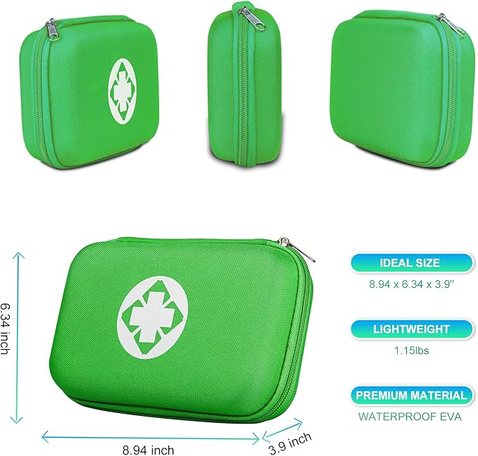 276 Car First Aid Kit for Business, Portable First Aid Kits Travel Szie Emergency Essentials Supplies for Outdoor Activities Skating Boating, Green AMORNING
