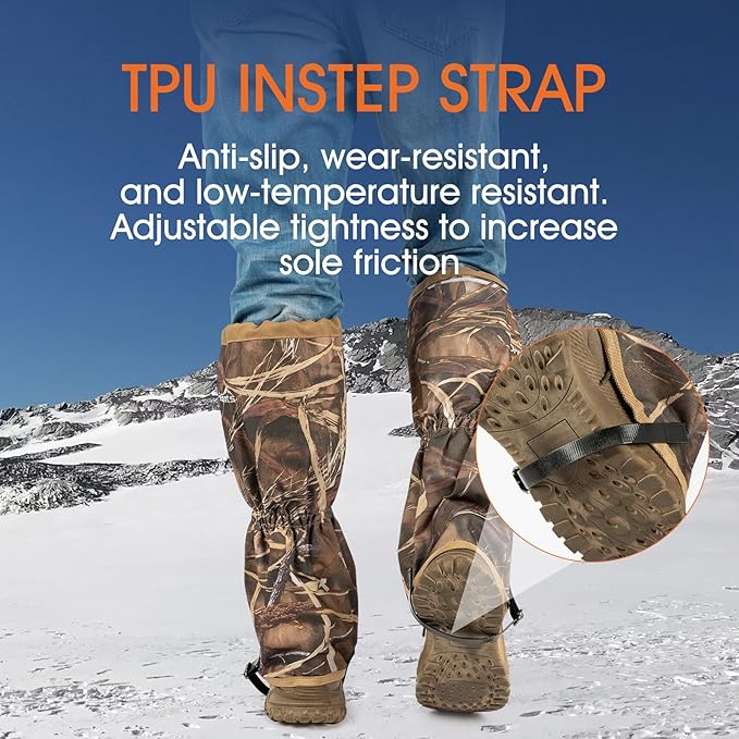 Waterproof Adjustable Leg Gaiters for Men and Women Snow Boot Gaiters for Hiking in Hunting Sand and Mud Mountain Climbing or Snowshoeing