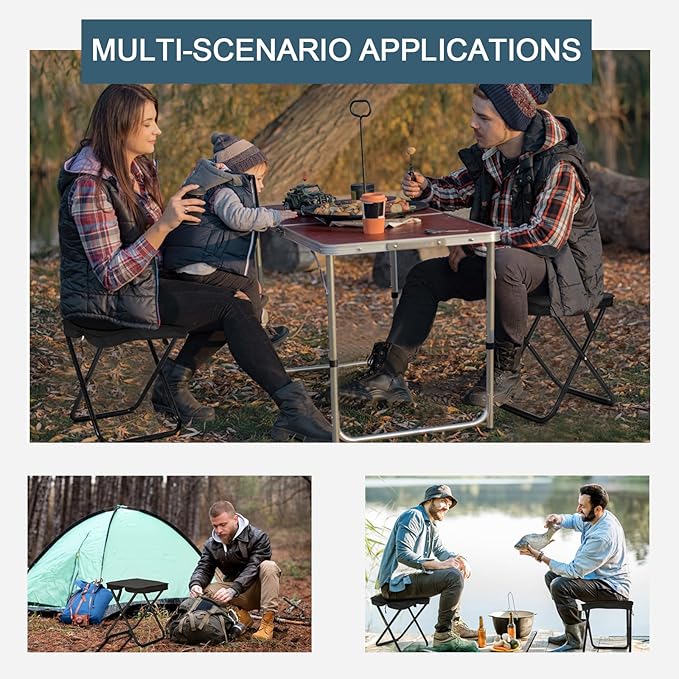 Camping Stool, Portable Folding Stool, Aluminum Ultralight Backpacking Stool Suitable for Outdoor Gardening and Beach Hiking Fishing (Black, 13.5 High)