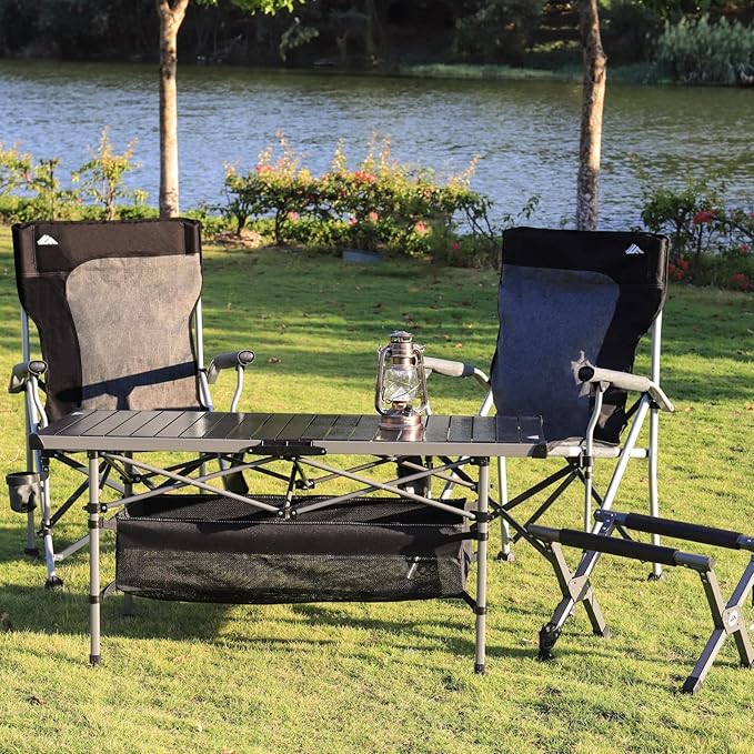 Ablazer 2 Pack Camping Chairs for Adults, Portable Hunting Chair Supports 350lbs, Oversized Heavy Duty Folding Chair for Camping Padded Seat Outdoor Lawn Folding Chair with Side Pockets