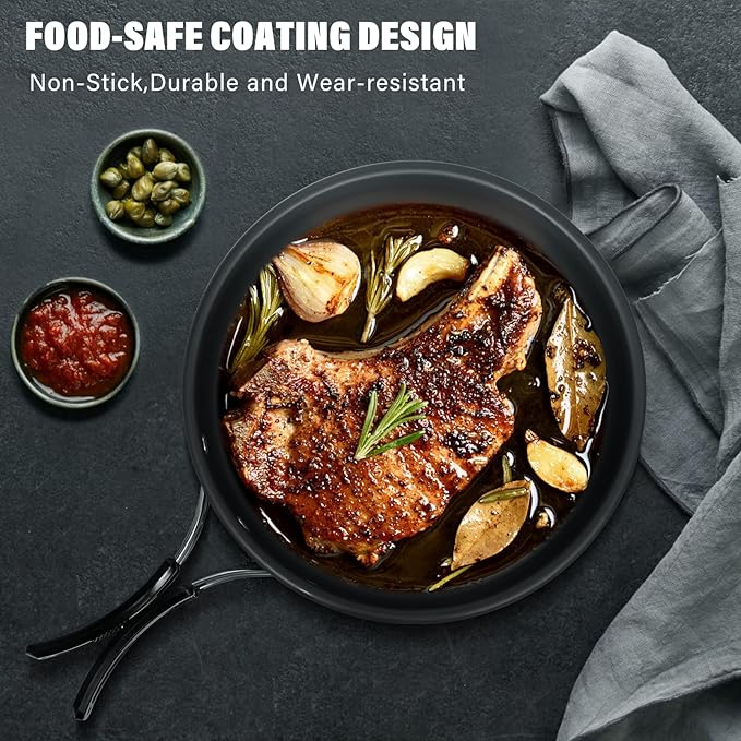 Lixada 10pcs Camping Cookware Mess Kit, Non-Stick Lightweight Stackable Pot Pan Bowls Camping Cooking Set with Storage Bag, Portable Outdoor Cookware Accessories for Backpacking Hiking Picnic