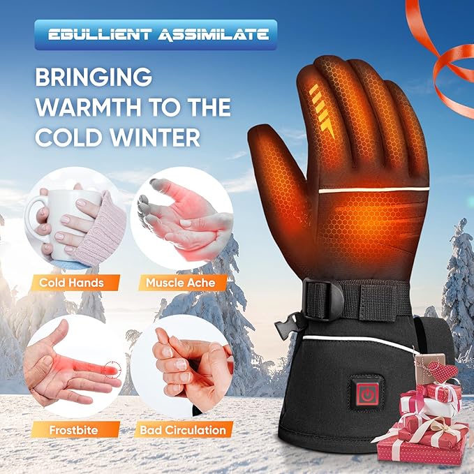 Heated Gloves for Men Women Rechargeable Waterproof Electric Motorcycle Gloves for SKI Snowboard Camping Hiking Camping