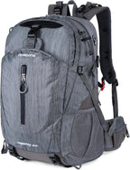 FENGDONG 40L Waterproof Lightweight Hiking,Camping,Travel Backpack for Men Women Gray