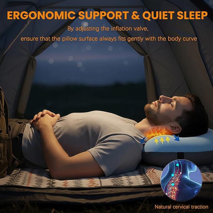 2 Packs Inflatable Neck Pillow for Travel Camp Beach Vacation Essentials Airplane Accessories Long Flight Necessities Airport Must Haves Plane International Flying Stuff Airline Items Oversea Needs