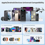 Portable Charger 40800mAh Power Bank with 2 Built-in Retractable Cables,25W PD Fast Charging Phone Charger with iWatch Charger,5 Output 2 Input LCD Display Battery Pack for iPhone 16/15,Android(Black)