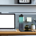 HASLE OUTFITTERS Insulated Water Bottle 22 oz Double Wall Stainless Steel Water Bottle Wide Mouth with Straw Lid & Spout Lid Keeps Cold or Hot(Green Blue Gradient,1)