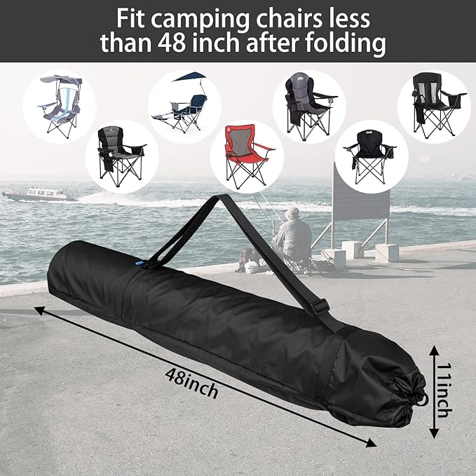 Xxerciz Foldable Camp Chair Replacement Bag Carrying Bag Large Mouth Bag with Shoulder Strap for Outdoor Camping, Heavy Duty Large Storage Folding Chair Bag 48 inches (Chair is not Included)