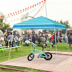 EAGLE PEAK 10x10 Slant Leg Pop-up Canopy Tent Easy One Person Setup Instant Outdoor Beach Canopy Folding Portable Sports Shelter 10x10 Base 8x8 Top (Green Blue Stripe)