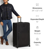 TUMI - Alpha Worldwide Trip Expandable 4-Wheeled Packing Case - Extra Large Design with Zip Expansion Checked Bag - Black