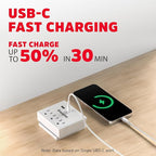 Energizer Multi Plug Wall Outlet Extender (3 AC Power Outlets, 1 Type C Port, 1 USB A Port - 2.1A Total) Grounded Power Strip Expander