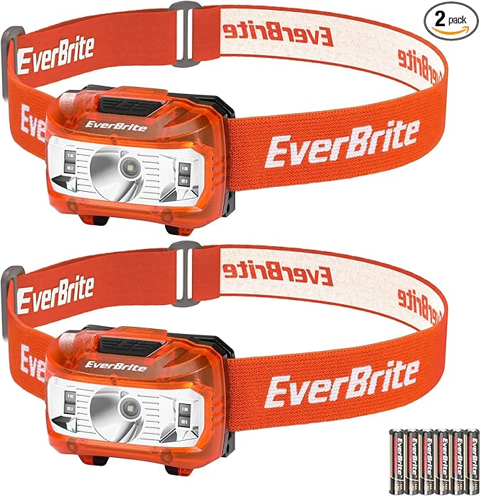EverBrite Headlamp, 2 Pack Kids Headlamp with Red Light and Memory Function, Head Lamp for Adults and Kids with 5 Modes, Bright Headlamps for Camping, Running, Batteries Included