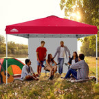 EAGLE PEAK Pop Up Canopy Tent with 1 Sidewall, Easy Setup Event Tent, Outdoor Sun Shade, Wheeled Carry Bag, Stakes and Guy Ropes, Instant Canopy 12x12, Red