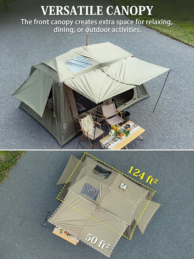 MC TOMOUNT 6/8/10 Person Large Family Camping Tent, Inflatable Tent for Camping with 2 Doors 4 Windows 2 Skylights, Double Layer Waterproof Glamping Blow Up Tent for Outdoor Camping Picnic Party