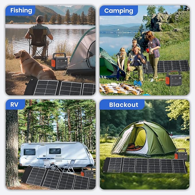 200 Watt Portable Solar Panel, Foldable Solar Panel Charger with Kickstands, QC3.0 USB-A USB-C & MC4 Output for Phone/Power Bank/Power Station, IP65 Waterproof for Camping Hiking RV Blackout