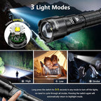 Wdtpro LED Rechargeable Flashlights High Lumens 2Pack, 6000LM Super Bright Flashlight, Zoomable Powerful Camping Flashlights with LCD Digital Display, 3 Modes Waterproof Flash Light for Home Emergency