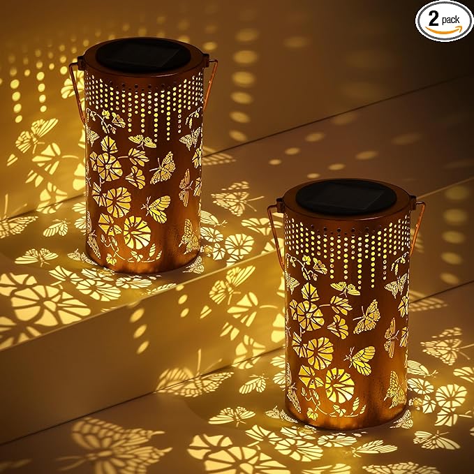 2Pack Butterfly Solar Light, Birthday Gift for Women, Men, Mother's Day, Thanksgiving, Christmas, New Year Gift. Outdoor Waterproof Lights Hanging Patio Garden Decoration, Outdoor Backyard