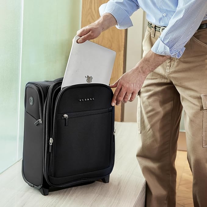 Verage Carry On Underseat Luggage with 2 Wheels & USB Port, 16 Inch Wheeled Spinner Bag Carry-on Luggages for Airlines, Lightweight Suitcase Men Women, Pilots and Crew(16-Inch Rolling Underseat Pro)