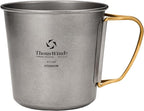 Titanium Mug, 450ml 15oz, Camping Coffee Cup with Foldable Handle and Lid, Lightweight Cup for Outdoor Backpacking Hiking