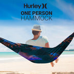 Hurley Uno Camping Hammock - 1 Person Portable Hammock for Camping, Heavy Duty Hammock, Parachute Nylon Fabric - Camping Accessories & Gear for Outdoor Activities - Holds Up to 400lbs, Mix, 108 x 54