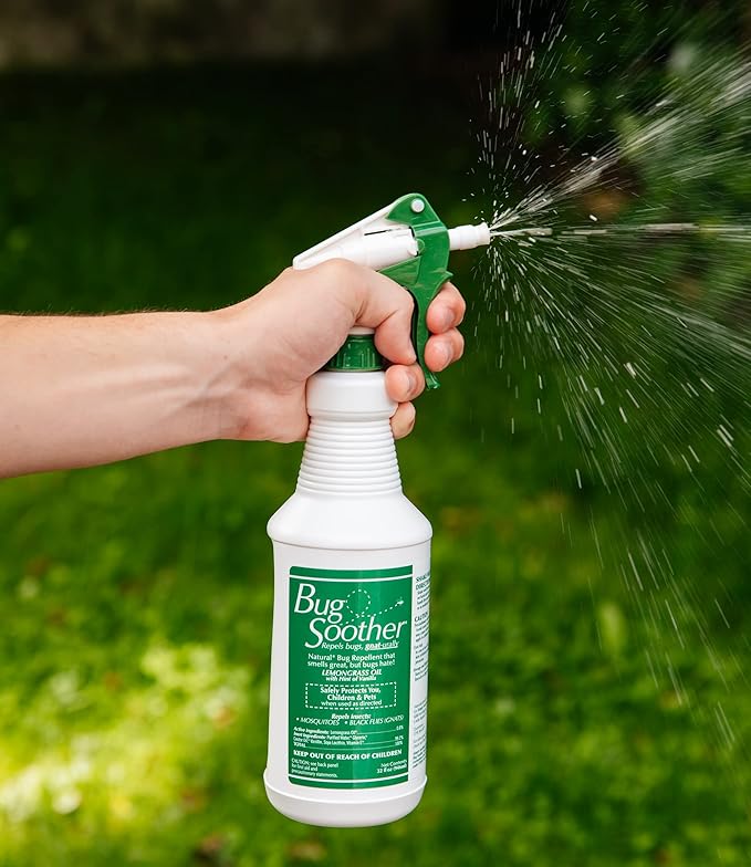 Bug Soother Spray 32 oz. - Natural Insect, Gnat and Mosquito Repellent & Deterrent with Essential Oils - 100% DEET-Free Safe Bug Spray for Adults, Kids, Pets, Environment - Made in USA…
