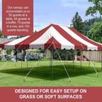Party Tents Direct 20'x30' Weekender Canopy Pole Tent - Easy Up Canopy Tent with 120 Person Capacity - Outdoor Canopies for Parties, Weddings, & Events (Red/White Top)