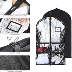 Syeeiex 3" Gusseted Clear Dance Costume Garment Bag(5 Pack), 40'' Dance Garment Bags for Dancers with 4 Zipper Pockets & Can Hold 1-3 Dance Costumes - Suitable for Dance Competitions, Ballet(Black)