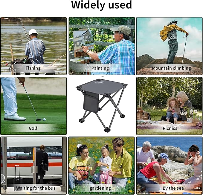 Roptat Camping Stool,Portable Folding Compact Lightweight Stool Seat for Camping Fishing Hiking Gardening Outdoor Walking Backpacking Travelling and Beach with Carry Bag (Grey)