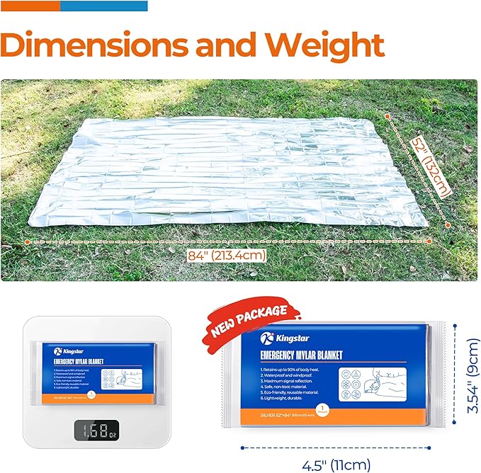 Emergency Blankets (30 Packs, 84" L x 52" W) Mylar Thermal Blankets for Survival and Protection,Space Blanket Survival Kits Camping Blanket, Ideal for Outdoors, Hiking, Survival, Marathons