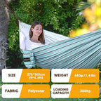 NATUREFUN Ultra-Light Travel Camping Hammock | 300kg Load Capacity,Breathable,Quick-Drying | 2 x Premium Carabiners,2 x Nylon Slings Included | Outdoor Indoor Garden