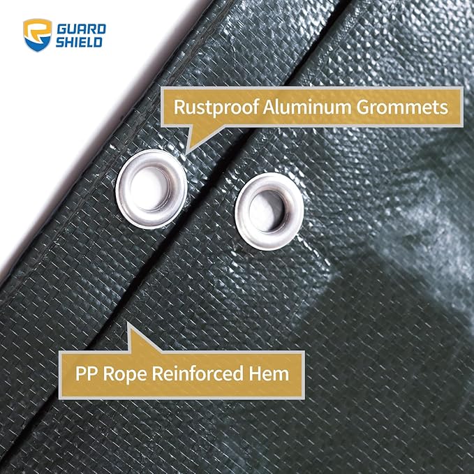 GUARD SHIELD Tarp 6x8 Feet Waterproof Green/Silver Tarps 8Mil Multi Purpose UV Resistant Cover for Outdoor,Camping,Tent,Boats