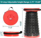 ALEVMOOM Upgraded XXL 50 Portable Collapsible Stool with Cushion,Telescoping Folding Stool for Adults,Yet More Sturdy Camping Stool with Load Capacity 1000lbs,for Outdoor Garden Hiking BBQ Red