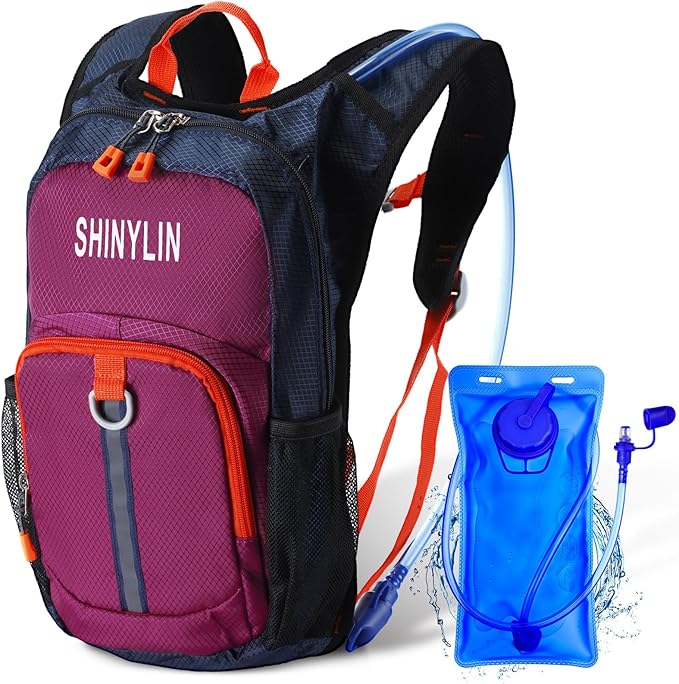 Kids Hydration Backpack with 1.5L Water Bladder Hiking Backpack Lightweight for Boys or Girls Children Biking Climbing Running Cycling