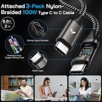 45W Super Fast Charger USB C, 45 Watt Type-C Android Phone Charger Fast Charging Block with 3X 6.6FT Type C Cords for Samsung Galaxy S25 Ultra/S24 Ultra/S24+/S23 Ultra/S23+/S22 Plus, Tab S9/S8 Ultra
