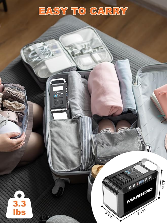 MARBERO 148Wh Portable Power Station Camping Portable Power Bank with AC Outlet 200W Camping Generator 40000mAh Battery Pack Solar Power Station for Outdoor Camping Home Office Emergency