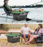Lightweight Portable Fabric Camping Picnic Table - Collapsible Beach Table with 2 Cup Holders, Folding Canvas Outdoor Lawn Table - Easy Carry & Large Capacity Storage, 29.2"W x 21.7"D (Green)