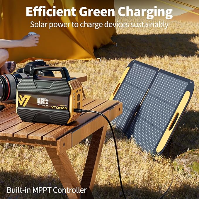 VTOMAN FlashSpeed 300 Portable Power Station 300W, 230Wh Solar Generator with LiFePO4 Battery Pack, 3000 Cycles, PD 100W USB-C, 6 Outlets for Outdoor Camping, RV, Off-grid, Home Backup