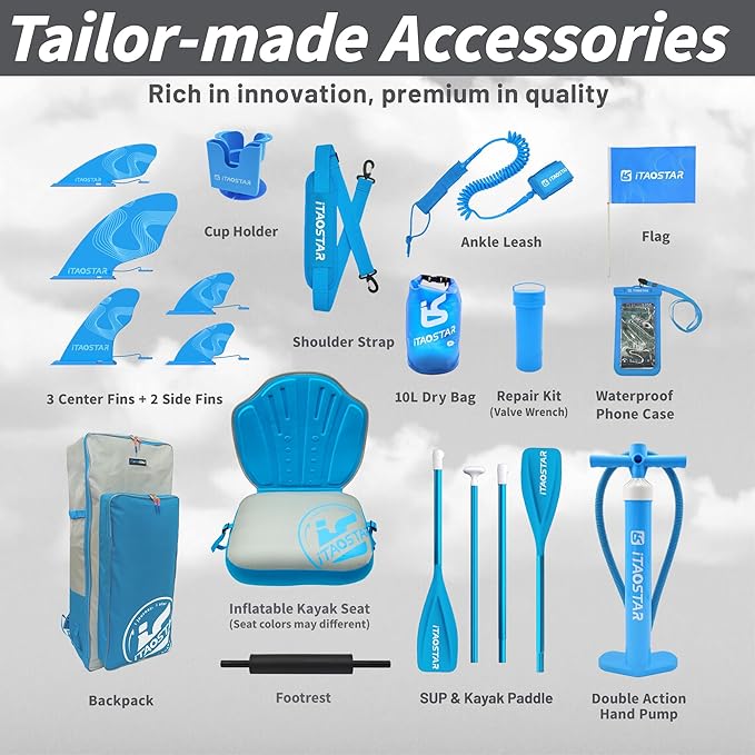 Journey 11'6" / 11'×34" / 11'×35" Extra Wide Paddle Board, One-Stop Premium SUP Board Accessories, Tailored Fins, Stable Inflatable Stand Up Paddle Boards for Youth/Adults of All Skill Levels