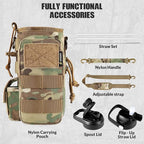 32 Oz Insulated Water Bottle - Stainless Steel Tactical Flask With Straw Lid & Chug Cap, Metal Military Water Bottle With Rugged, Removable Sleeve Can Place Items for Hiking Camping Hunting