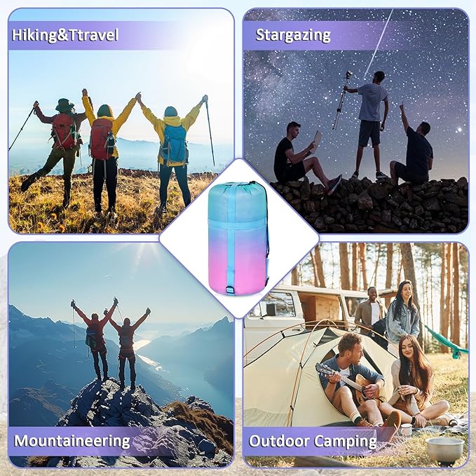 Sleeping Bags for Adults, 3 Seasons Warm Cold Weather Lightweight Waterproof Backpacking Camping Sleeping Bag for Camping Hiking Traveling Outdoor, Camping Gear Equipment