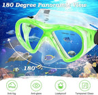 Kids Snorkel Set Dry Top Snorkeling Gear for Kids Youth Boys Girls Junior Age 5-15,Tempered Glass Swimming Diving Mask and Snorkel Set 180 Degree Panoramic View