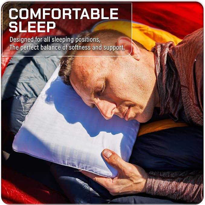 Camping Pillow 2 Pack — Camp Pillow, Memory Foam Pillows 2 Pack — for Sleeping Bag & Hiking, Reliable & Comfortable