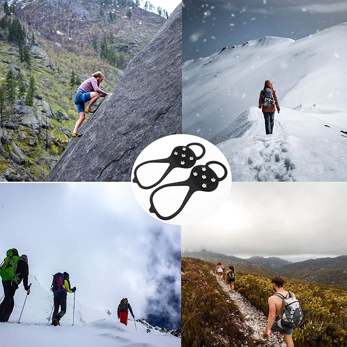 Universal Non Slip Gripper Spikes for Shoes, Ice Traction Cleat Grips with Steel Studs Crampon for Ice Sports