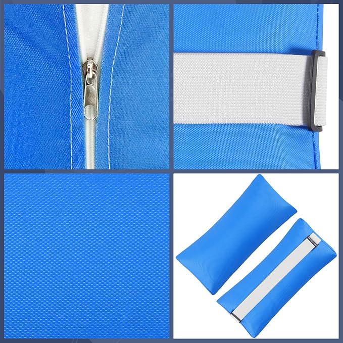 Chaise Lounge Head Pillow, 2 Pack Outdoor Lounge Chair Pillows with Adjustable Strap Longue Head Pillow Headrest Pillows for Patio Backyard Beach Pool Garden Recliner(Azure Blue)